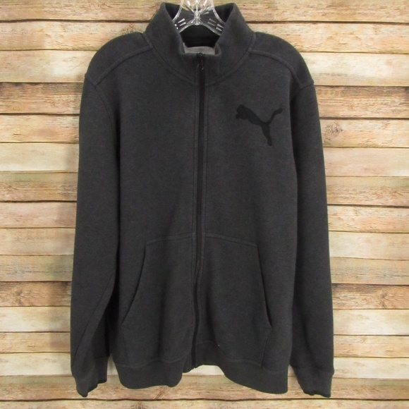 PUMA Gray/Black Zip-Front Jacket Men's L - Picture 1 of 16